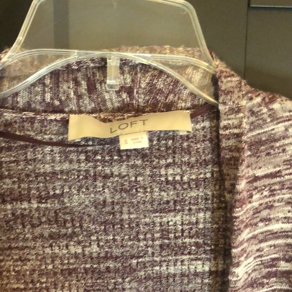 LOFT slouchy open front cardigan with pockets size small purple space dye color - Picture 9 of 16